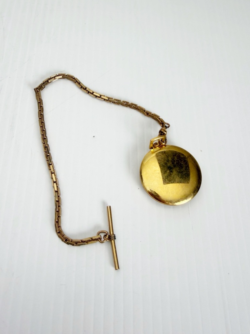 Vintage Westclox 17 Jewels Gold Manual Wind Chain Pocket Watch AS IS - Picture 3 of 4